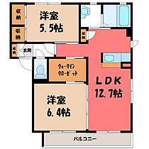 群馬県太田市龍舞町（賃貸アパート2LDK・2階・58.10㎡） その2