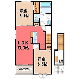 クルール B 2階2LDKの間取り