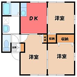 フォルテシモ C 2階3DKの間取り