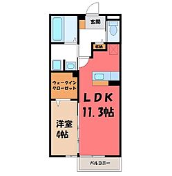 リュミエール太田 2階1LDKの間取り