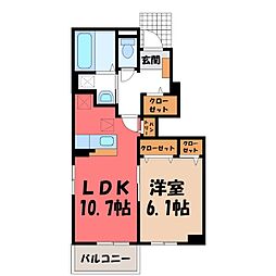 フルール・ド・リス II 1階1LDKの間取り