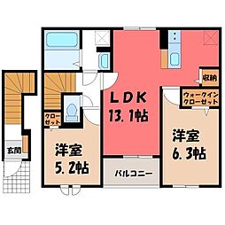 ブリリアント・ヴィラ 2階2LDKの間取り