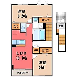 フラン A 2階2LDKの間取り