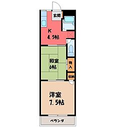 ダイメイパレス I 1階2Kの間取り