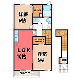 パレドール大山 2階2LDKの間取り