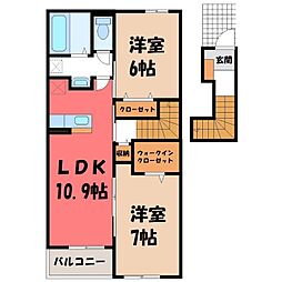 ピアチェ C 2階2LDKの間取り