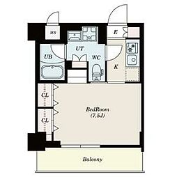 東京メトロ東西線 木場駅 徒歩11分の賃貸マンション 7階1Kの間取り