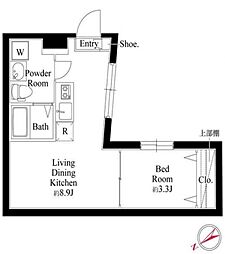 東京メトロ日比谷線 茅場町駅 徒歩7分の賃貸マンション 4階1LDKの間取り