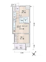 東京メトロ有楽町線 豊洲駅 徒歩5分の賃貸マンション 11階2LDKの間取り