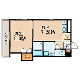 東武亀戸線 小村井駅 徒歩4分の賃貸マンション 5階1DKの間取り