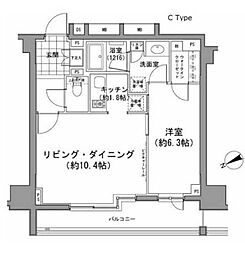都営浅草線 宝町駅 徒歩3分の賃貸マンション 3階1LDKの間取り