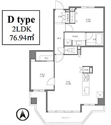 都営大江戸線 清澄白河駅 徒歩7分の賃貸マンション 8階2LDKの間取り