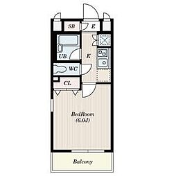 JR京葉線 潮見駅 徒歩4分の賃貸マンション 6階1Kの間取り
