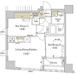東京メトロ半蔵門線 水天宮前駅 徒歩3分の賃貸マンション 5階2LDKの間取り