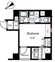 東京メトロ半蔵門線 水天宮前駅 徒歩4分の賃貸マンション 2階1Kの間取り