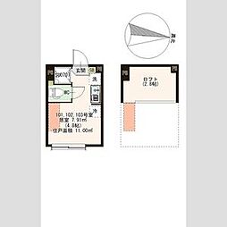 都営新宿線 西大島駅 徒歩4分の賃貸アパート 1階ワンルームの間取り