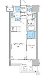 東京メトロ東西線 門前仲町駅 徒歩9分の賃貸マンション 15階1LDKの間取り