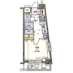 東京メトロ日比谷線 茅場町駅 徒歩6分の賃貸マンション 7階1Kの間取り