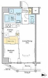 JR総武線 錦糸町駅 徒歩9分の賃貸マンション 7階1LDKの間取り