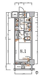 JR総武線 亀戸駅 徒歩10分の賃貸マンション 5階1Kの間取り