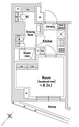 JR京葉線 八丁堀駅 徒歩2分の賃貸マンション 6階1Kの間取り