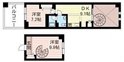 レジデンスシャルマン月島 2DKの間取図画像