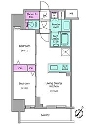 アーバネックス日本橋茅場町 2LDKの間取図画像