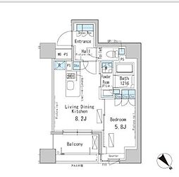 ParkAxis茅場町 1LDKの間取図画像