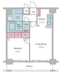 レジディア新川 1LDKの間取図画像