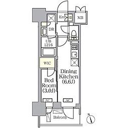 PRIMEGARDEN銀座八丁堀 1DKの間取図画像