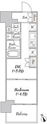 ウエリスアーバン水天宮前 1DKの間取図画像