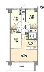 都営新宿線 船堀駅 徒歩10分の賃貸マンション 3階3LDKの間取り