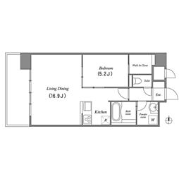 Gramercy Shirakawa Koen 14階1LDKの間取り