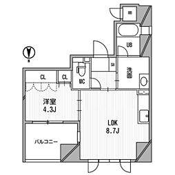 アーデンタワー北堀江 1105 11階1LDKの間取り