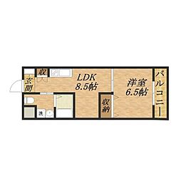 ユートピア三田 2階1DKの間取り