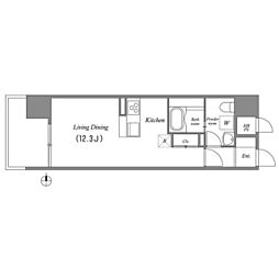 Gramercy Shirakawa Koen 9階ワンルームの間取り