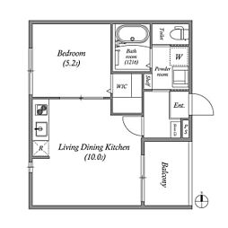 アサヒテラスひかり 3階1LDKの間取り