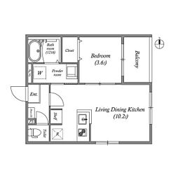 アサヒテラスひかり 1階1LDKの間取り