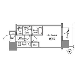 エスリード弁天町グランツ 6階1Kの間取り