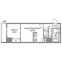 クオリタス浅草橋 0405 4階1LDKの間取り