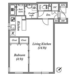 PASEO高田馬場3 1LDKの間取図画像