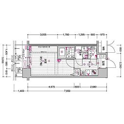 アドバンス大阪ベイストリート 1Kの間取図画像