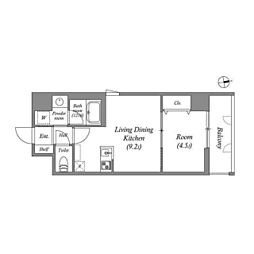 ブロード服部天神駅前レジデンス 1LDKの間取図画像