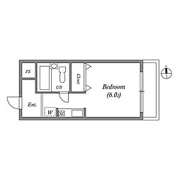 南堀江レヂデンス ワンルームの間取図画像