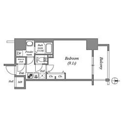 メインステージ心斎橋イースト 1Kの間取図画像