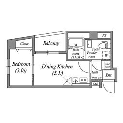 セレニテ04 1DKの間取図画像