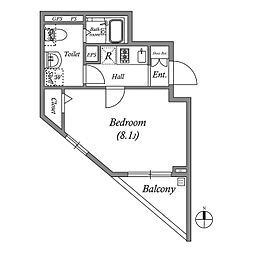 グランパセオ蒲田2 1Kの間取図画像