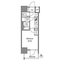 ディームス品川南大井 1Kの間取図画像