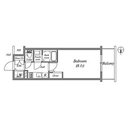 メインステージ大阪NorthGate1 1Kの間取図画像
