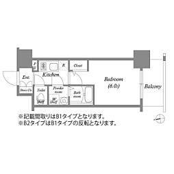 エスリード大阪フェリス 1Kの間取図画像